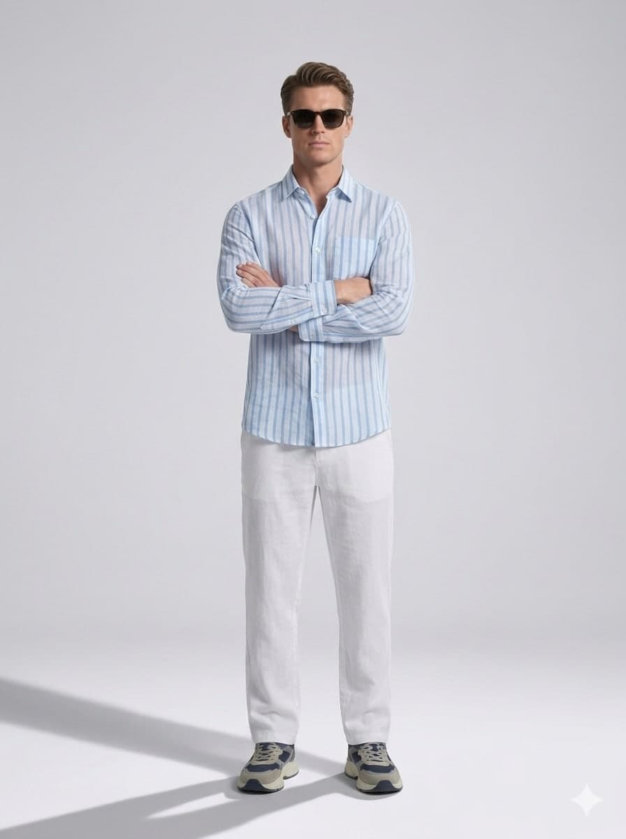 STRIPE LINEN-BLEND SHIRTS