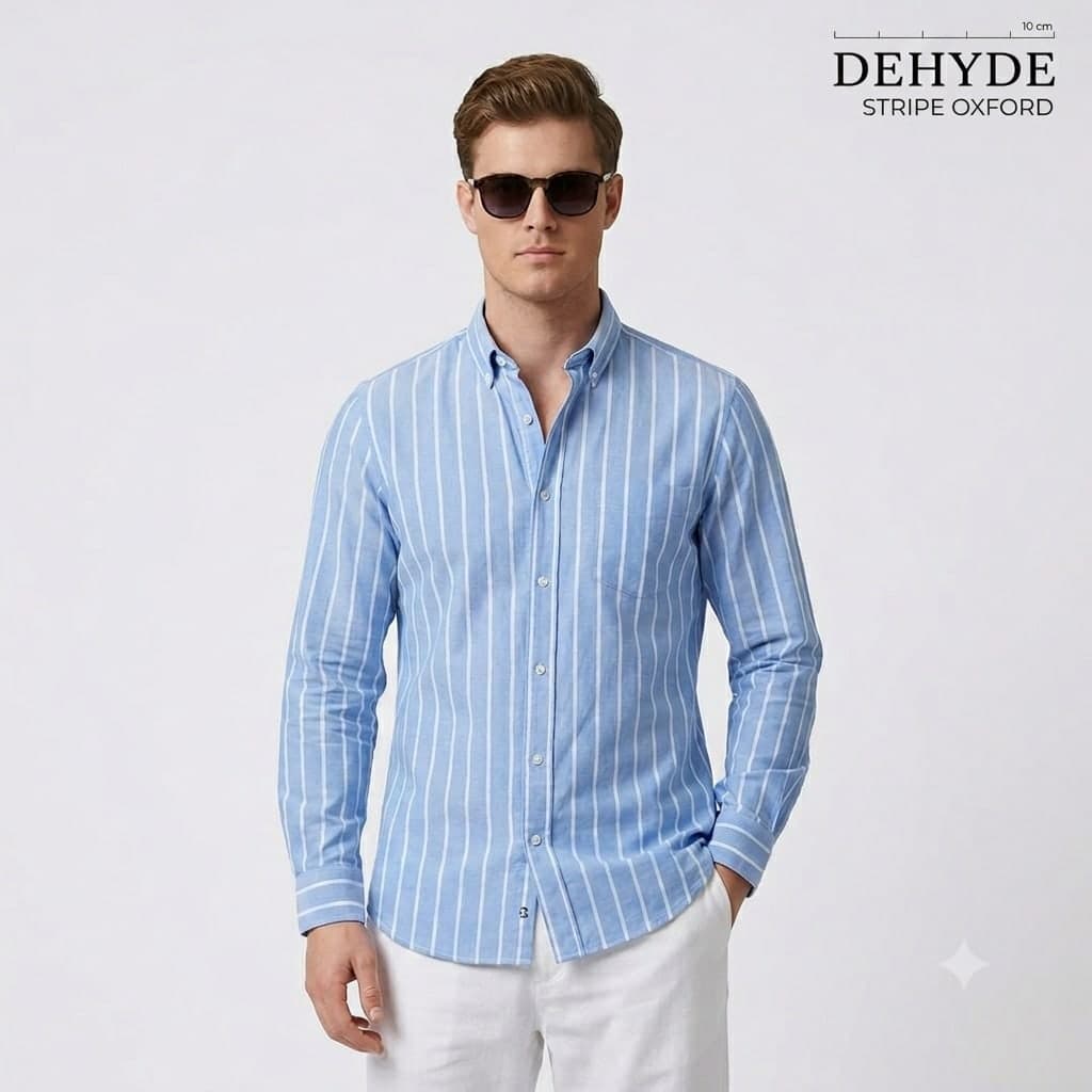 Blue Linen Stripes Full Sleeve Shirt